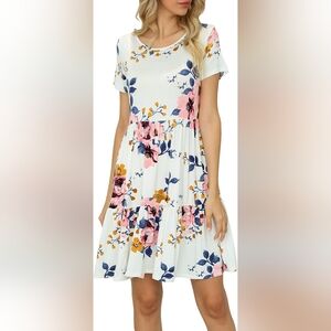 Levaca Women Summer Ruffle Loose Swing Casual floral Dress